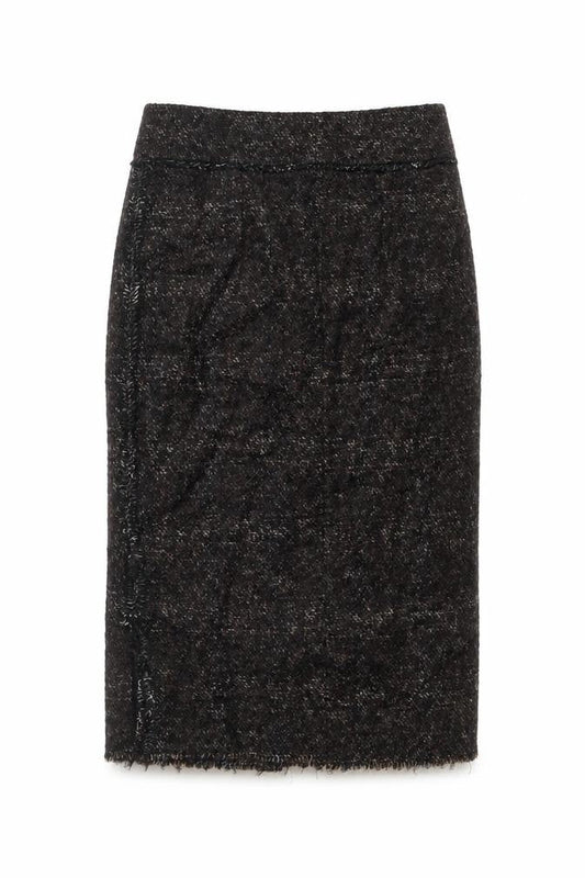 Front view of Zara Woman Brown Bouclé Check Chino Shorts, size L