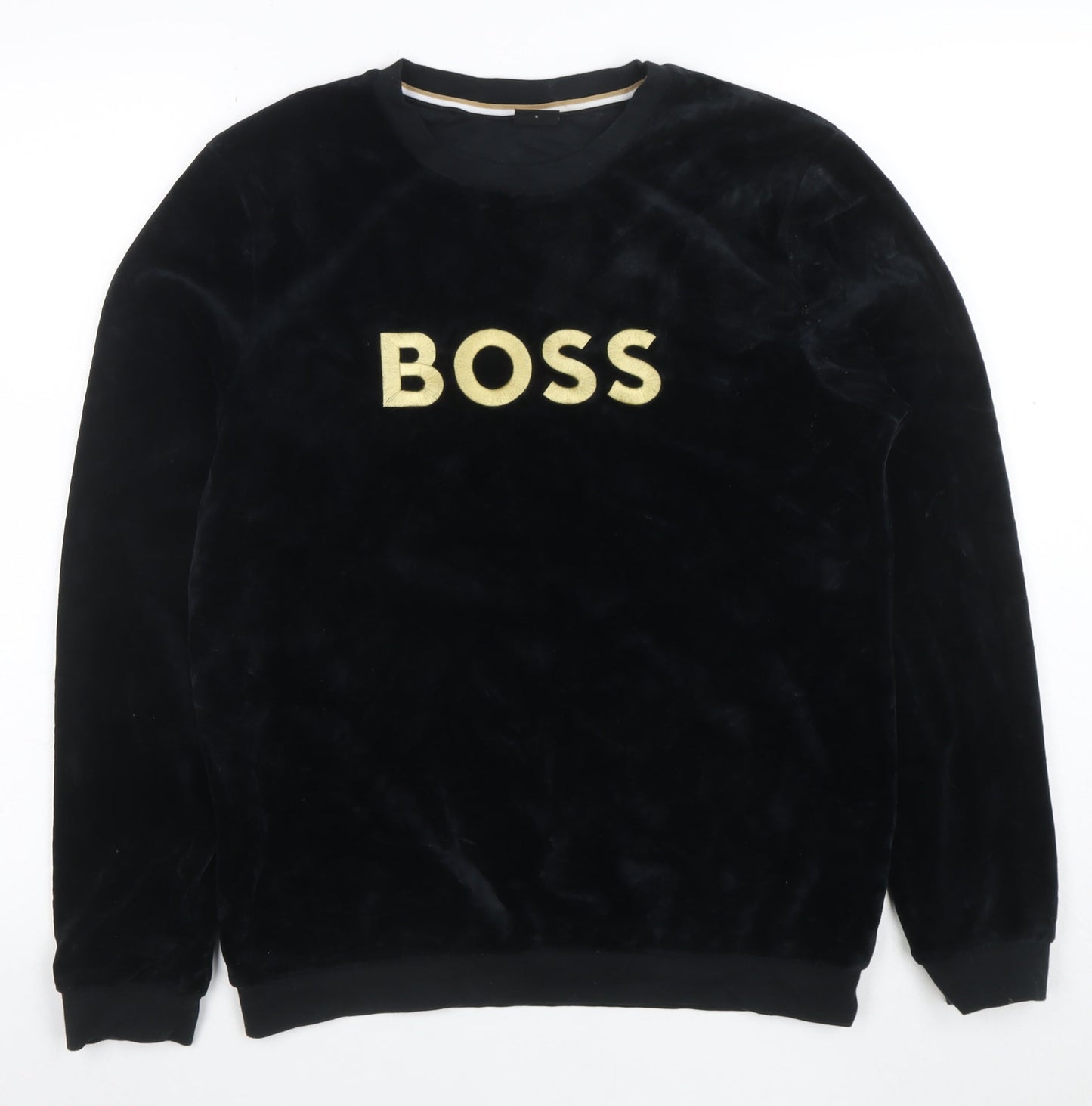 BOSS Womens Black Velour Pullover Sweatshirt Size S
