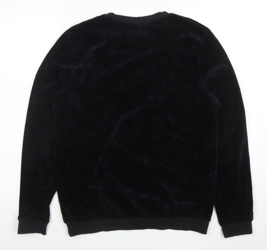 BOSS Womens Black Velour Pullover Sweatshirt Size S