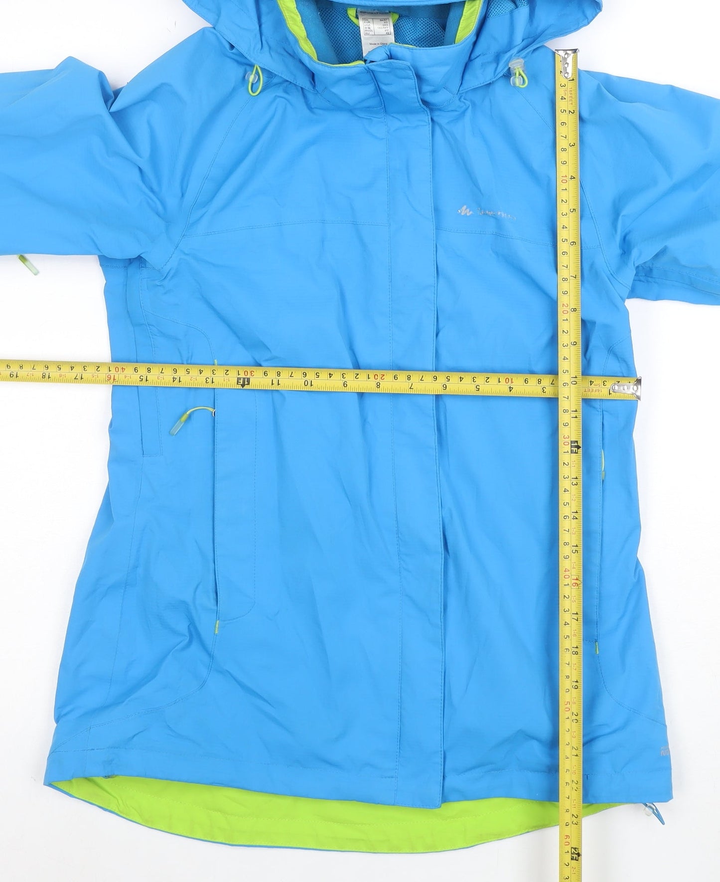Quechua Women's Blue Waterproof Hooded Jacket XS Outdoor Rain Coat