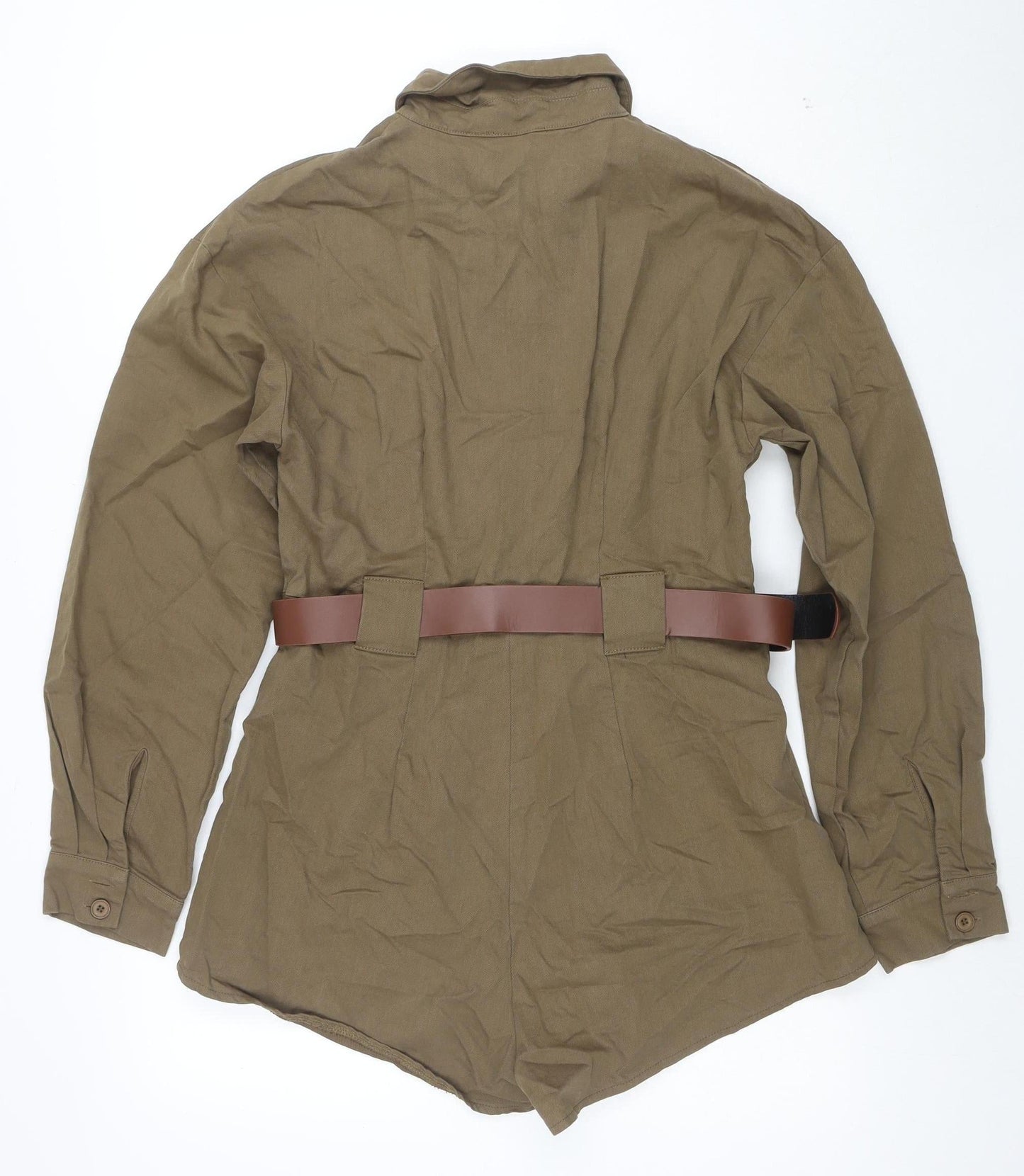 PrettyLittleThing Women’s Khaki Belted Long Sleeve Playsuit UK 12