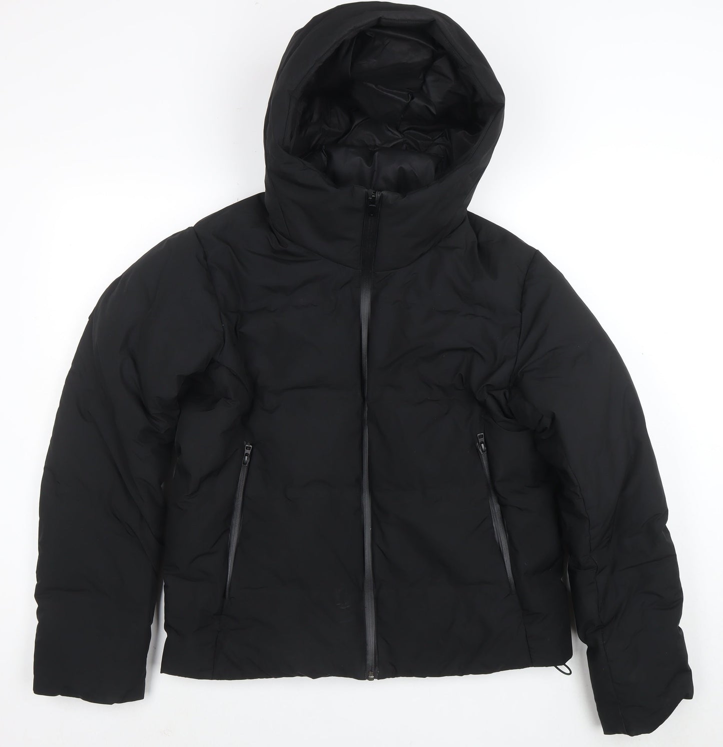 Uniqlo Women's Black Puffer Jacket S Hooded Windproof Winter Coat