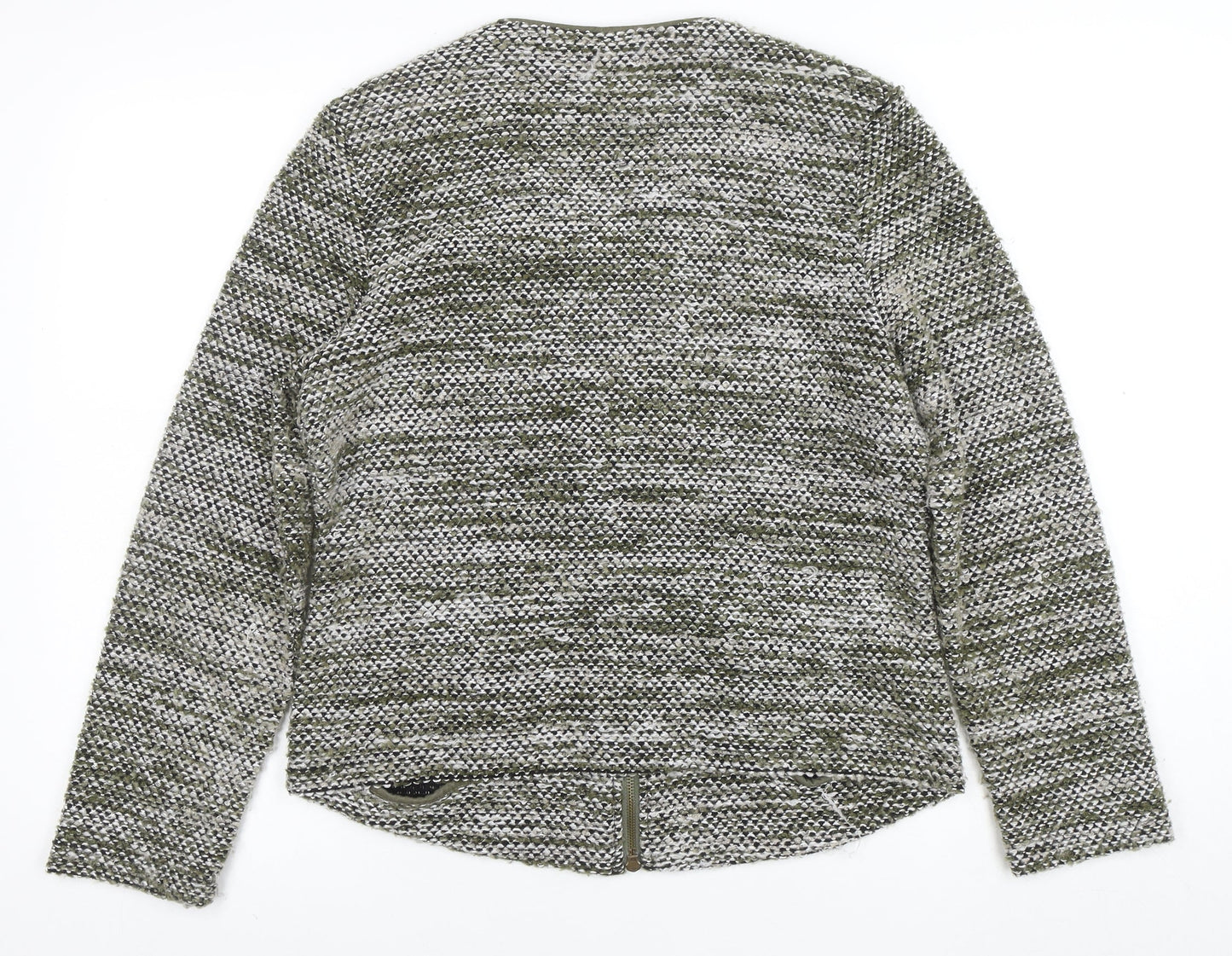 Via Appia Women Green Knit Full Zip Cardigan Size 14 Classic Style