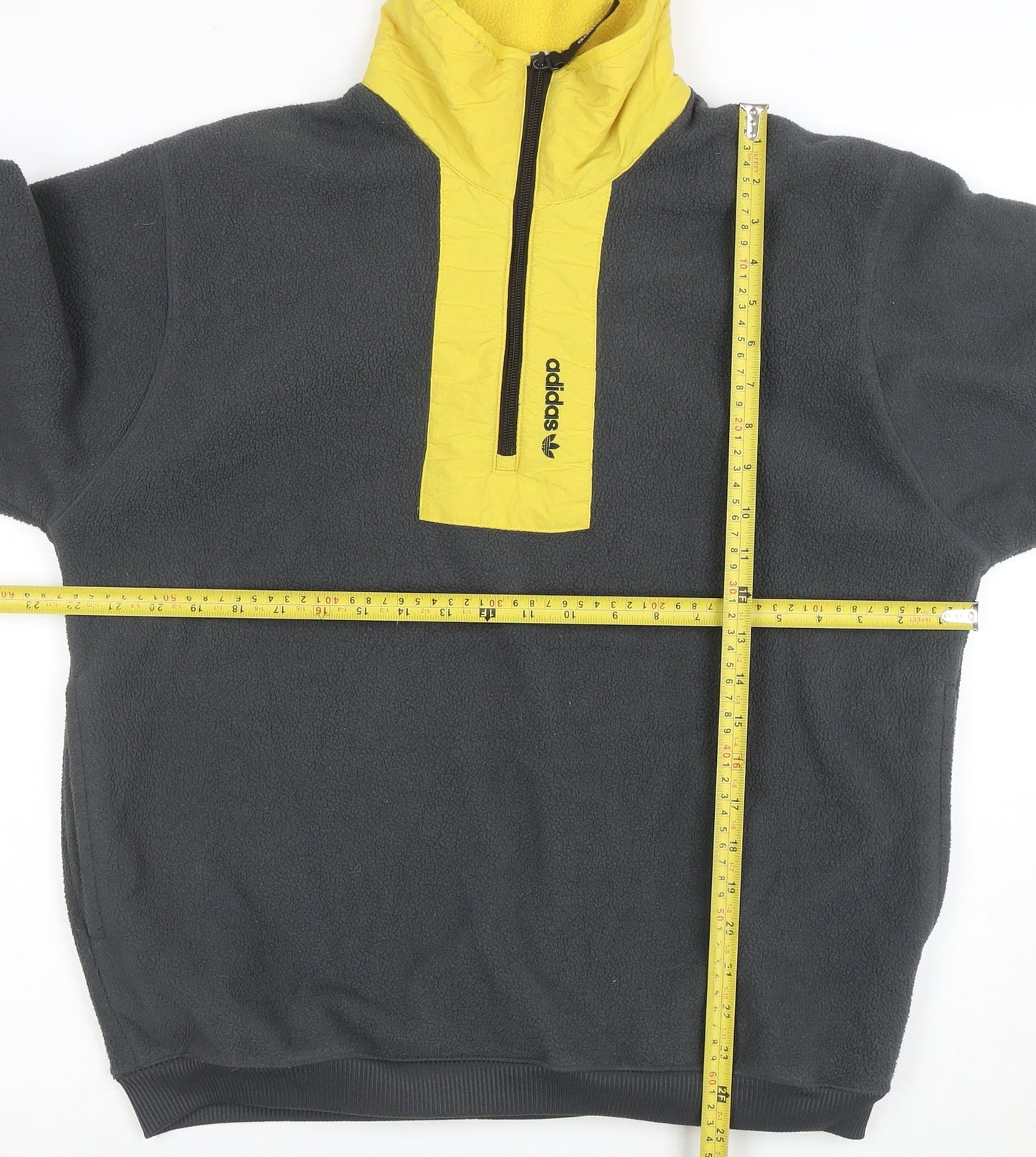 adidas Men's Black & Yellow Fleece 1/4 Zip Sweatshirt Size M