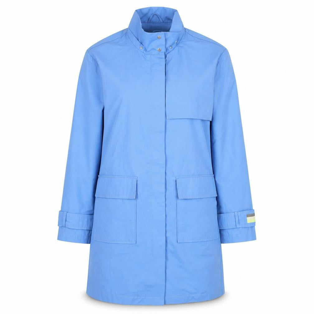 edc Women Blue Medium Parka Jacket Cotton Blend Lined Pockets