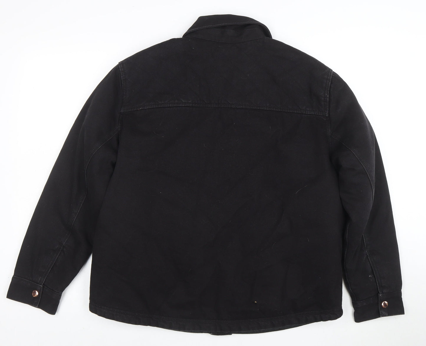 Next Women's Black Cotton Twill Jacket Size 14 Casual Button Front
