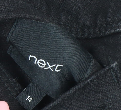 Next Women's Black Cotton Twill Jacket Size 14 Casual Button Front