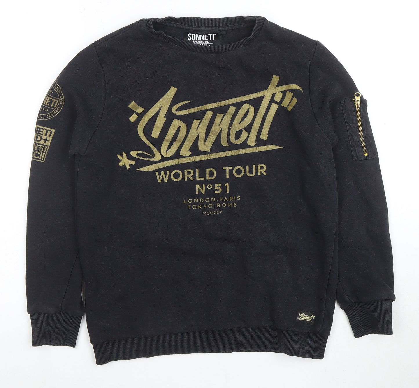 Sonneti Boys Black Graphic Print Pullover Sweatshirt 13-15 Years