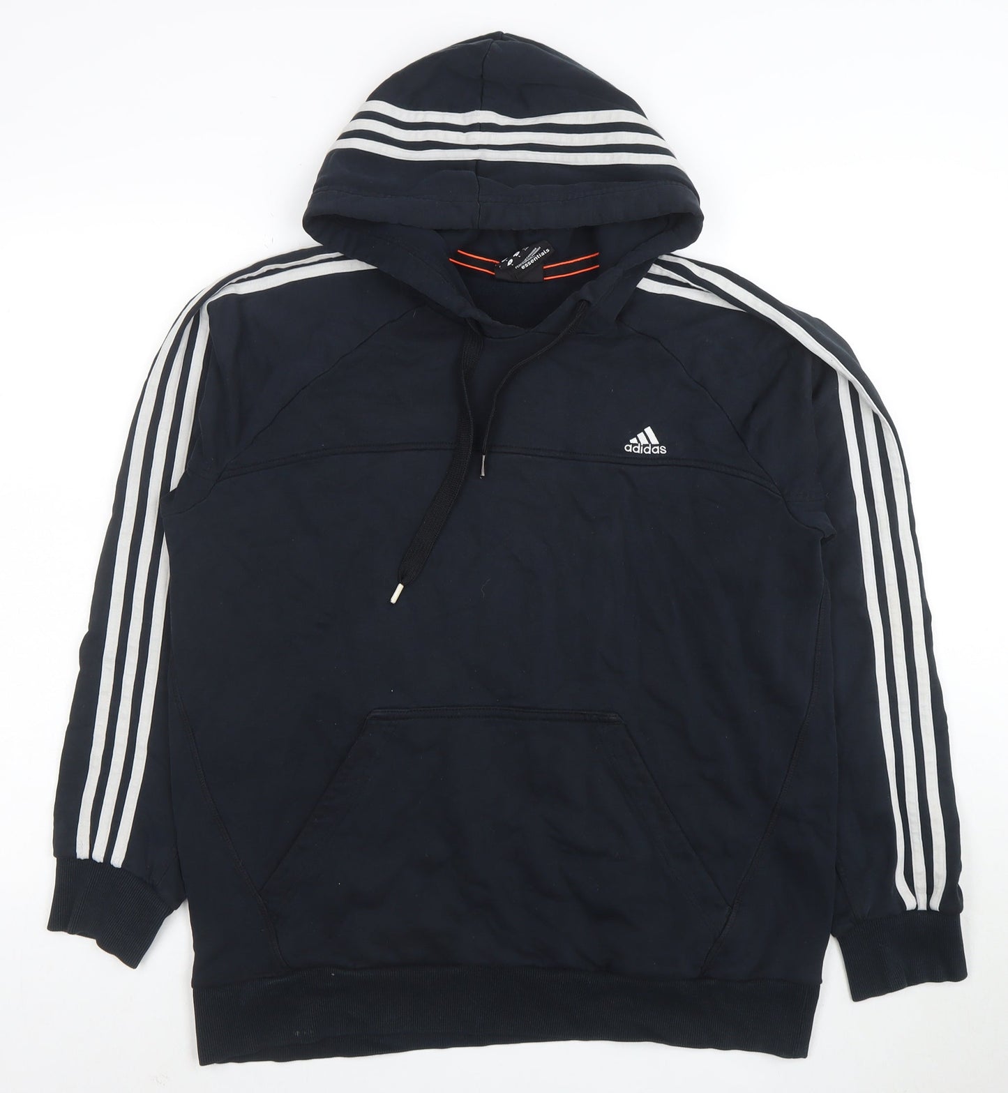 adidas Men's Black 2XL Pullover Hoodie with Logo and Drawstrings