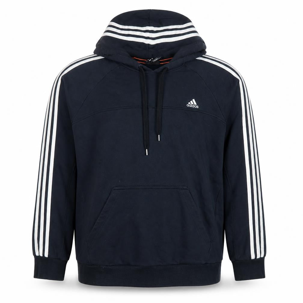 adidas Men's Black 2XL Pullover Hoodie with Logo and Drawstrings