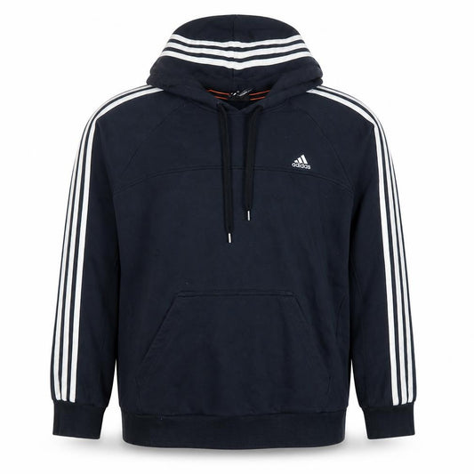 adidas Men's Black 2XL Pullover Hoodie with Logo and Drawstrings