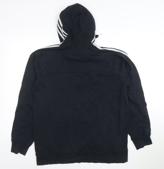 adidas Men's Black 2XL Pullover Hoodie with Logo and Drawstrings