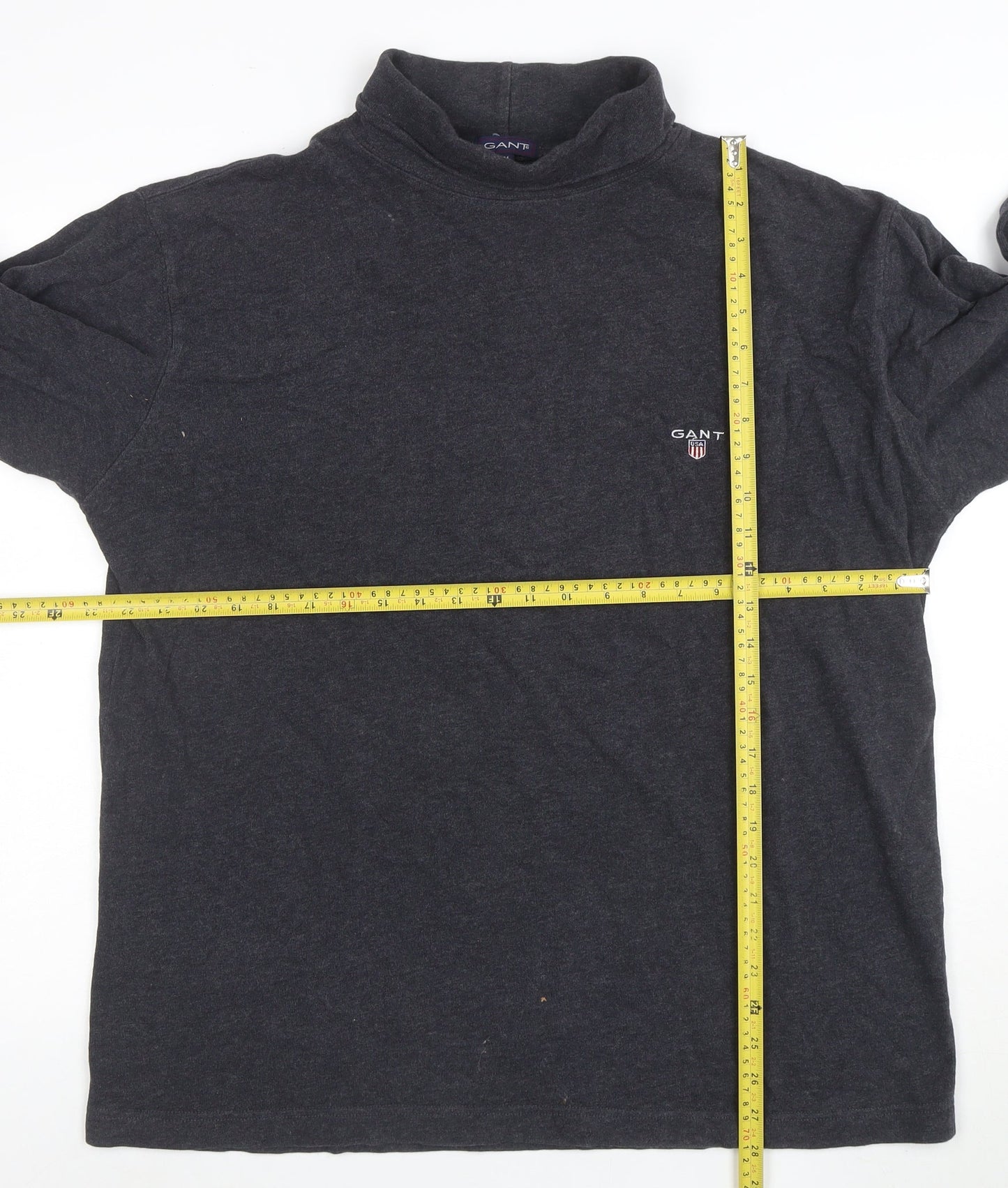 GANT Men's Grey Mock Neck Cotton Sweatshirt M Classic Logo Pullover