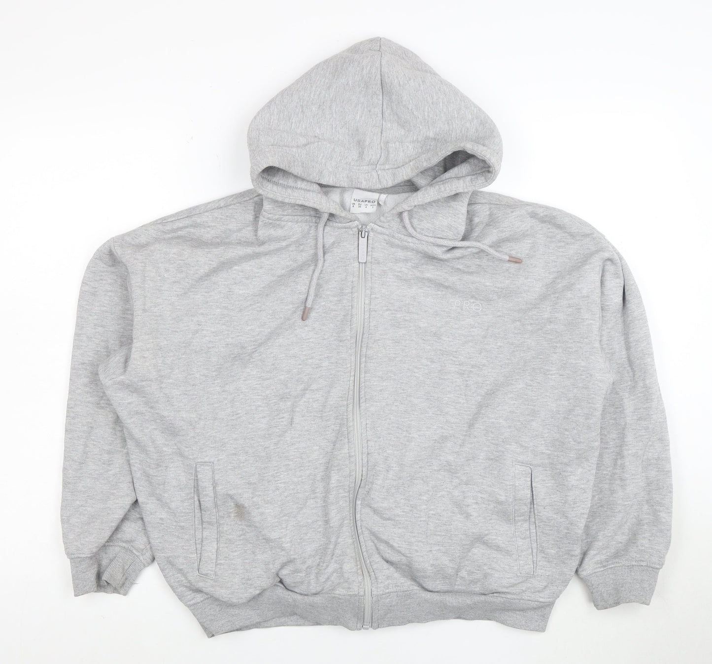 USAPRO Women's Grey Full Zip Hoodie Size UK 8 Cotton Blend