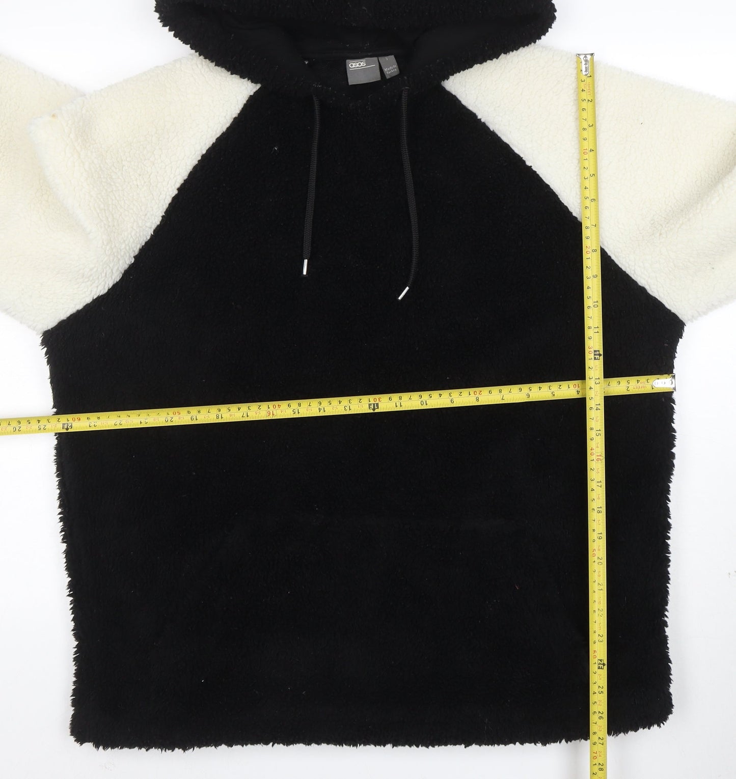 ASOS Men’s Black Colour Block Fleece Pullover Hoodie Size S