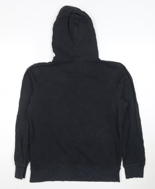 Jack & Jones Mens Black Pullover Hoodie Small Graphic Print