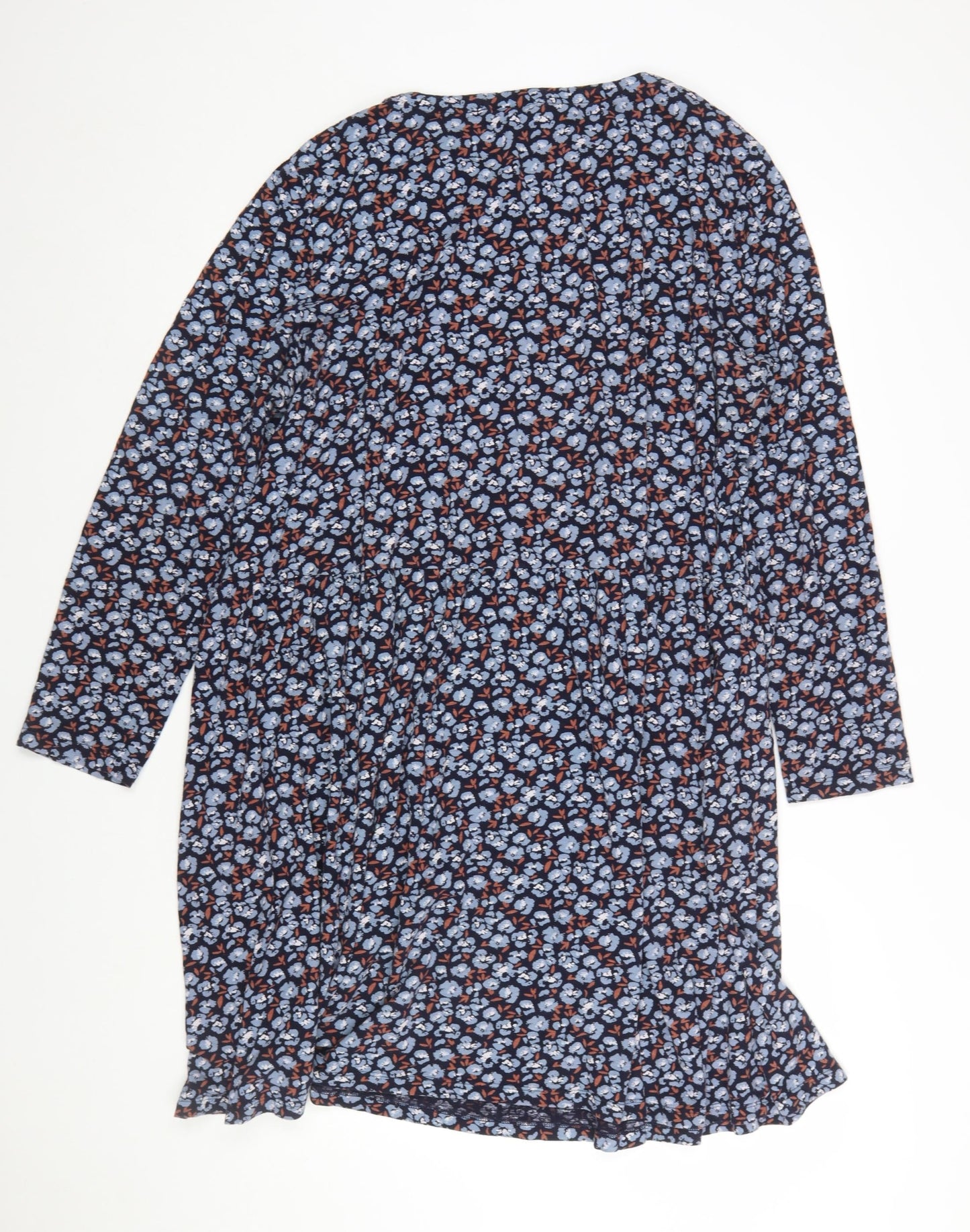 Seasalt Cornwall Women Blue Floral Cotton Tall Shift Dress UK 20