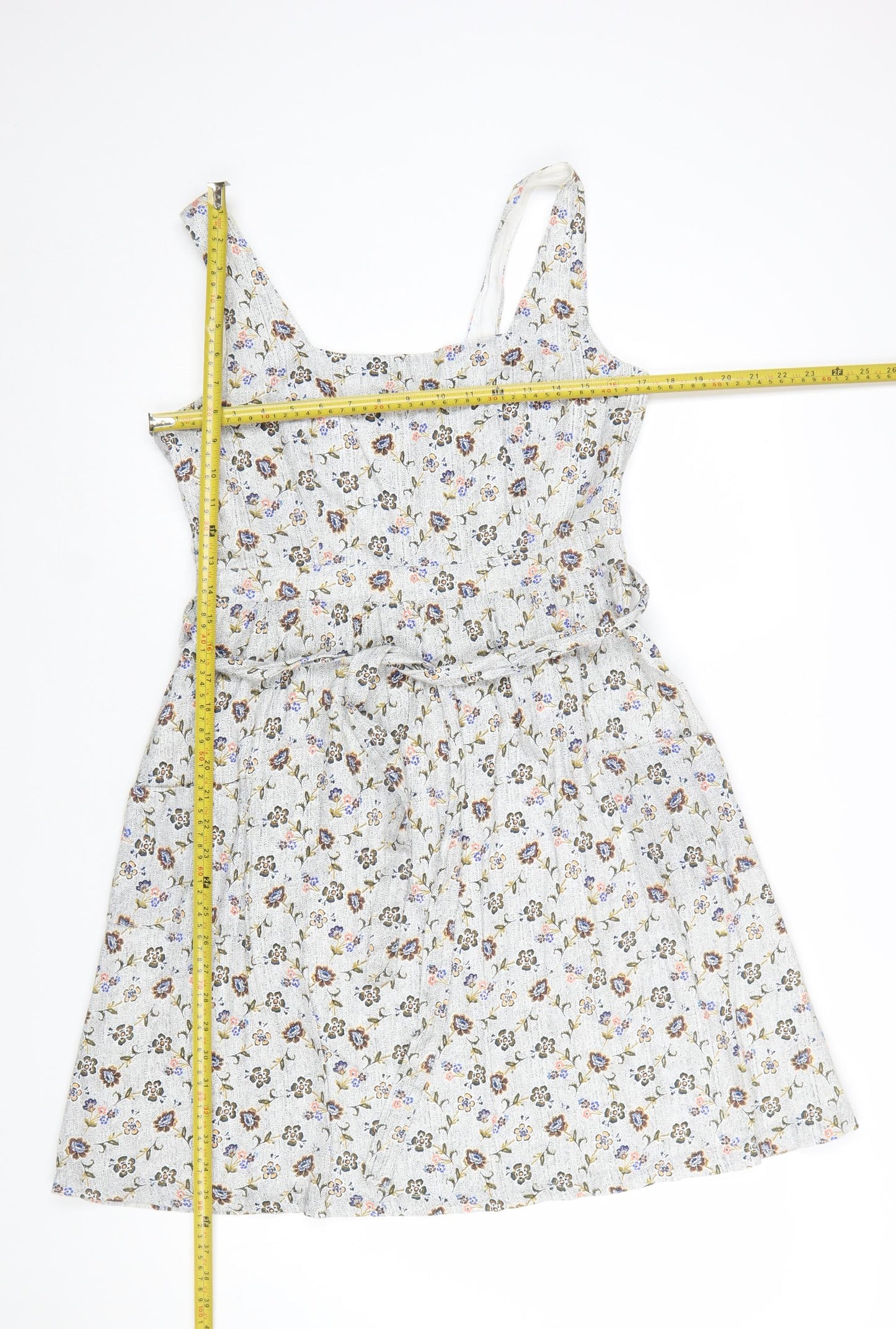 FatFace Women's Ivory Floral Cotton A-Line Dress Size 12