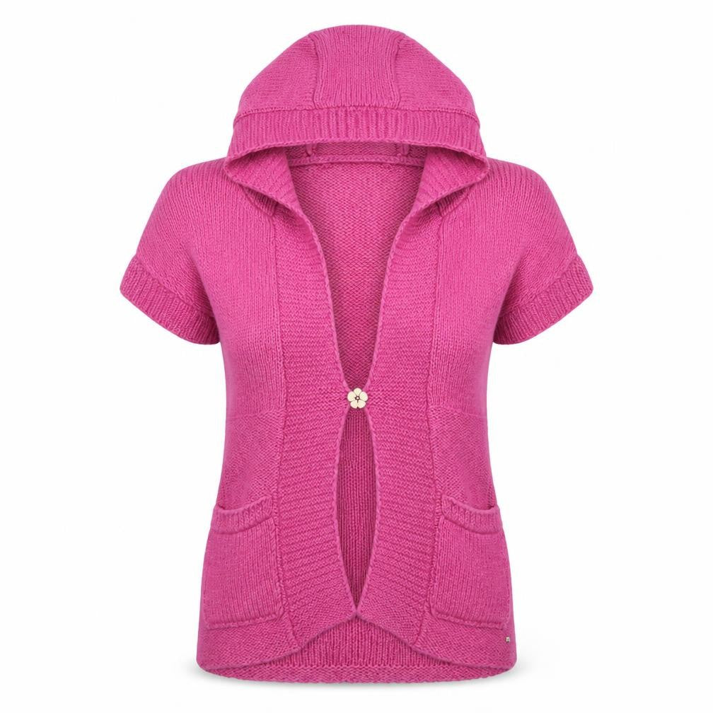 White Stuff Women's Pink Hooded Short Sleeve Cardigan Size S