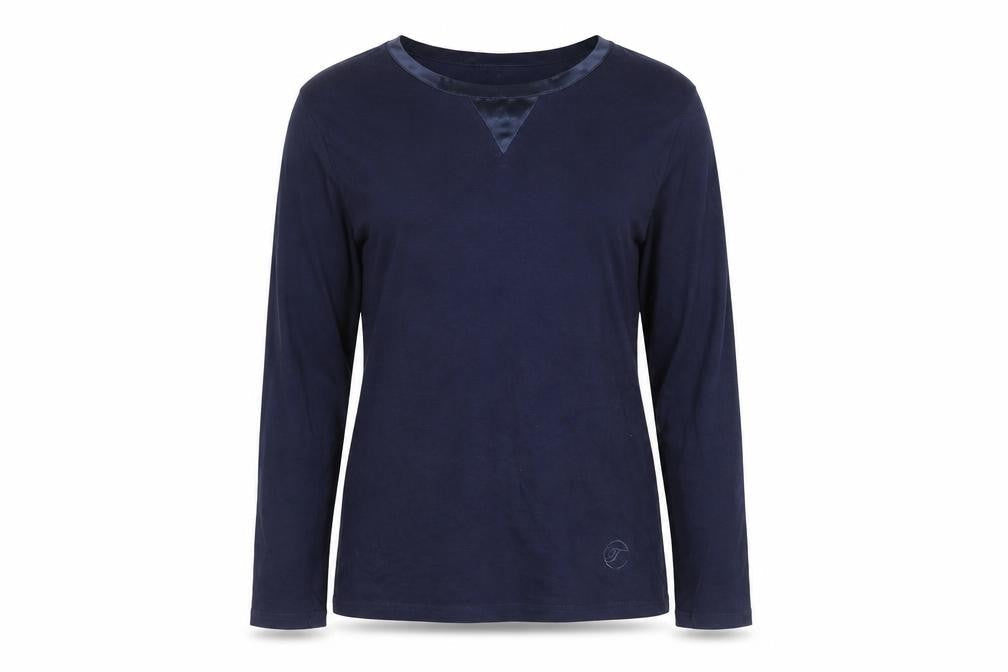 Temperley London Women’s Blue Long Sleeve Cotton Crew Neck Top M