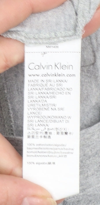 Calvin Klein Men's Grey Long Sleeve Crew Neck Cotton T-Shirt M