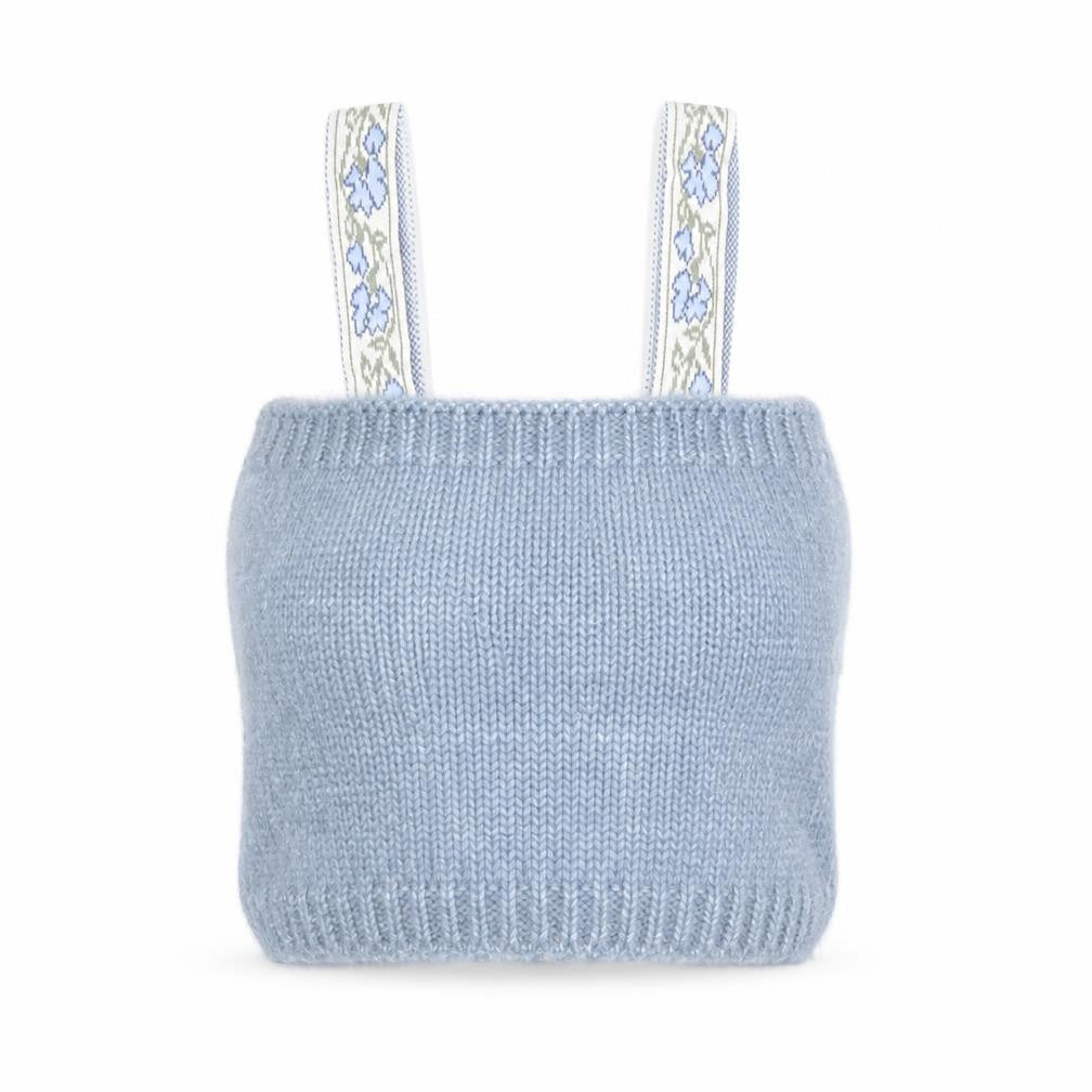 Mango Women's Blue Knit Camisole Tank Top XS Acrylic Blend