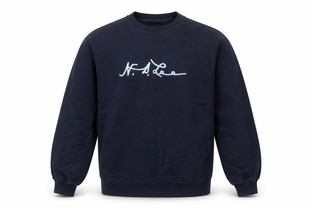 Lee Men's Blue Crew Neck Logo Sweatshirt Size L