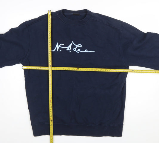 Lee Men's Blue Crew Neck Logo Sweatshirt Size L
