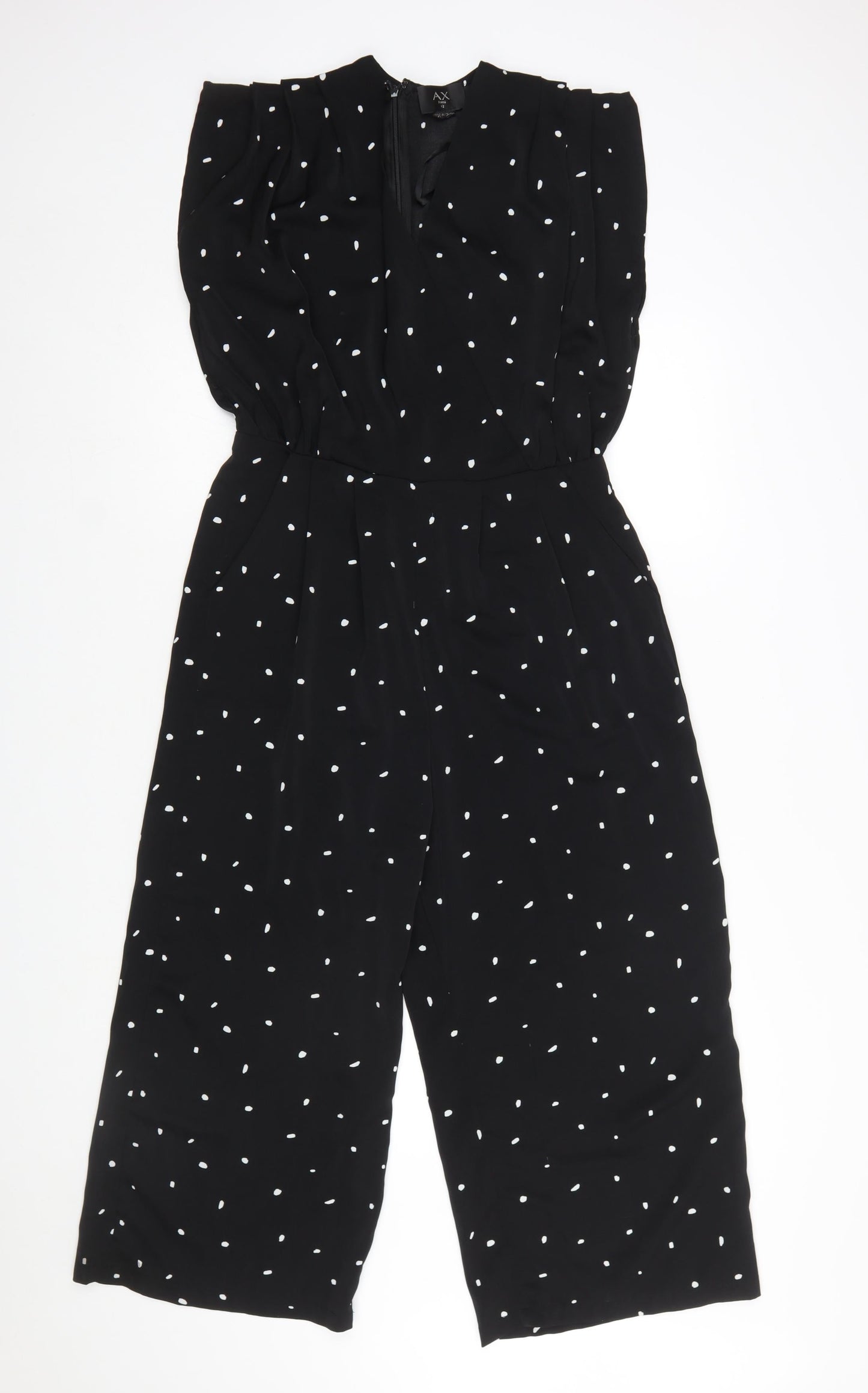 Armani Exchange Women’s Black Polka Dot Sleeveless Wide-Leg Jumpsuit Size 12