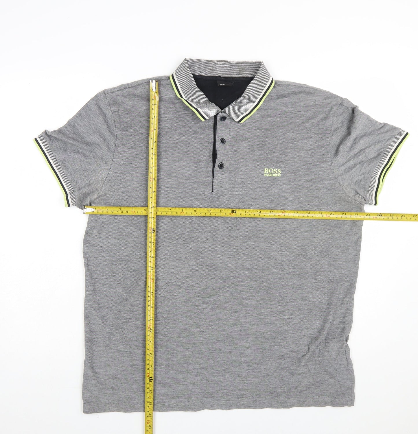 Hugo Boss Men’s Grey 2XL Polo Shirt Cotton Logo Short Sleeve