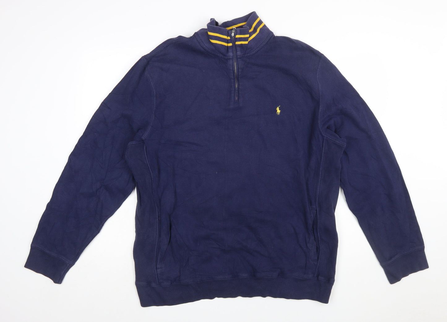Polo Ralph Lauren Men's Blue XL 1/4 Zip Sweatshirt Mock Neck