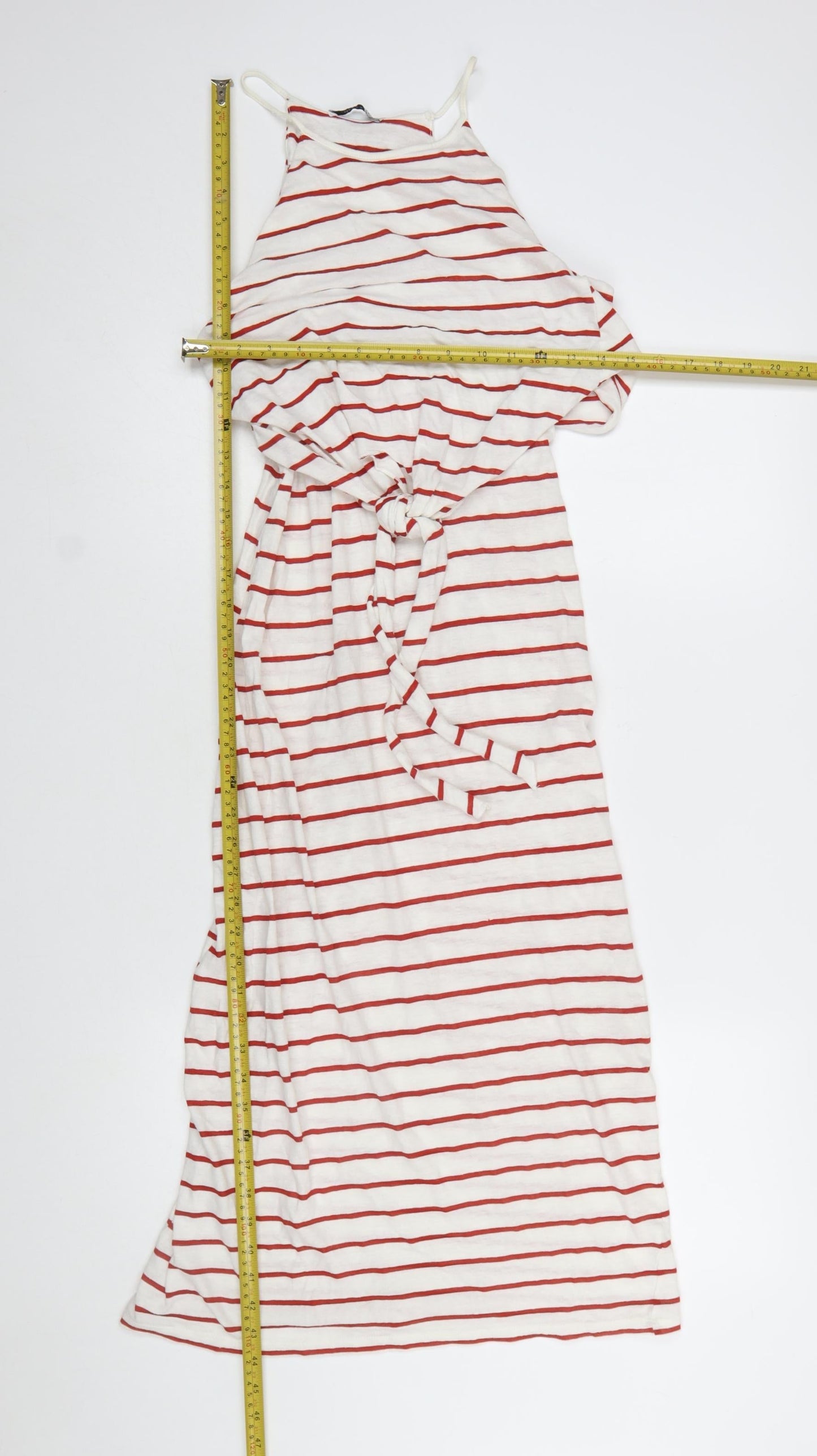 Zara Women White Striped Halter Slip Maxi Dress Size 10