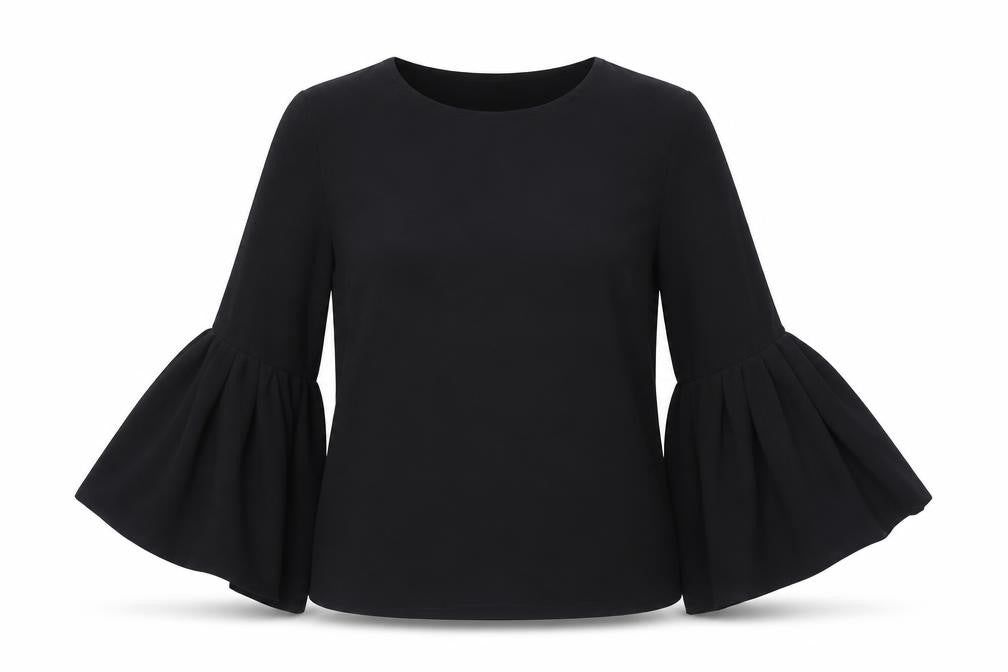Zara Woman Black Bell Sleeve Blouse XS Women's Woven Top