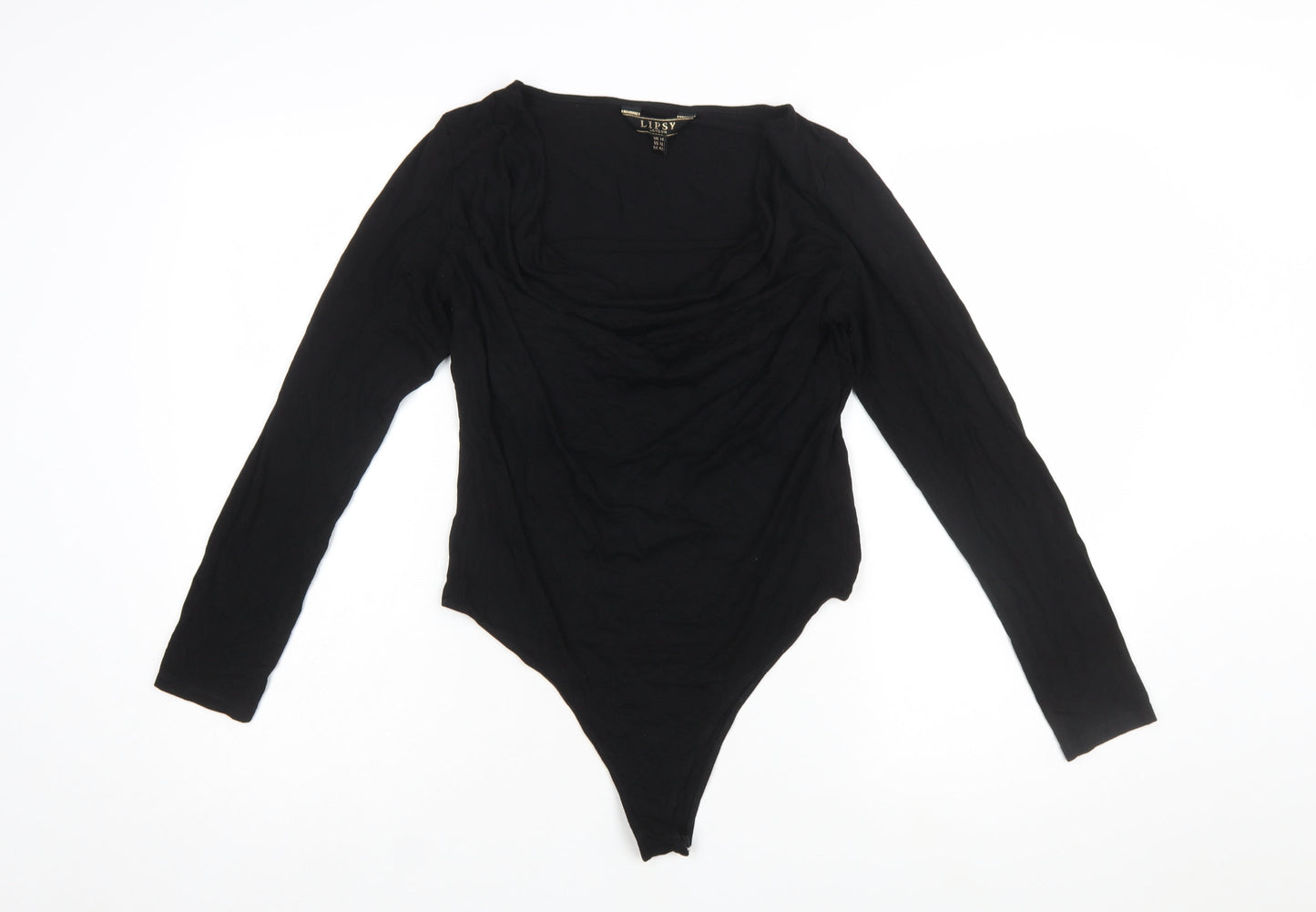 Lipsy London Women's Black Long Sleeve Bodysuit UK 14 Viscose Blend