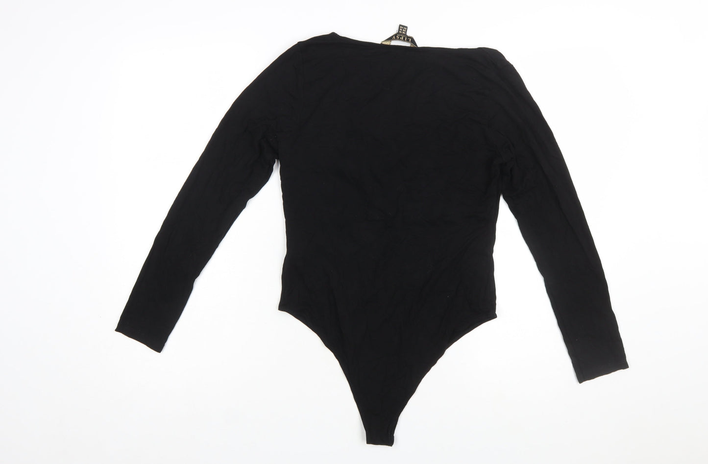 Lipsy London Women's Black Long Sleeve Bodysuit UK 14 Viscose Blend
