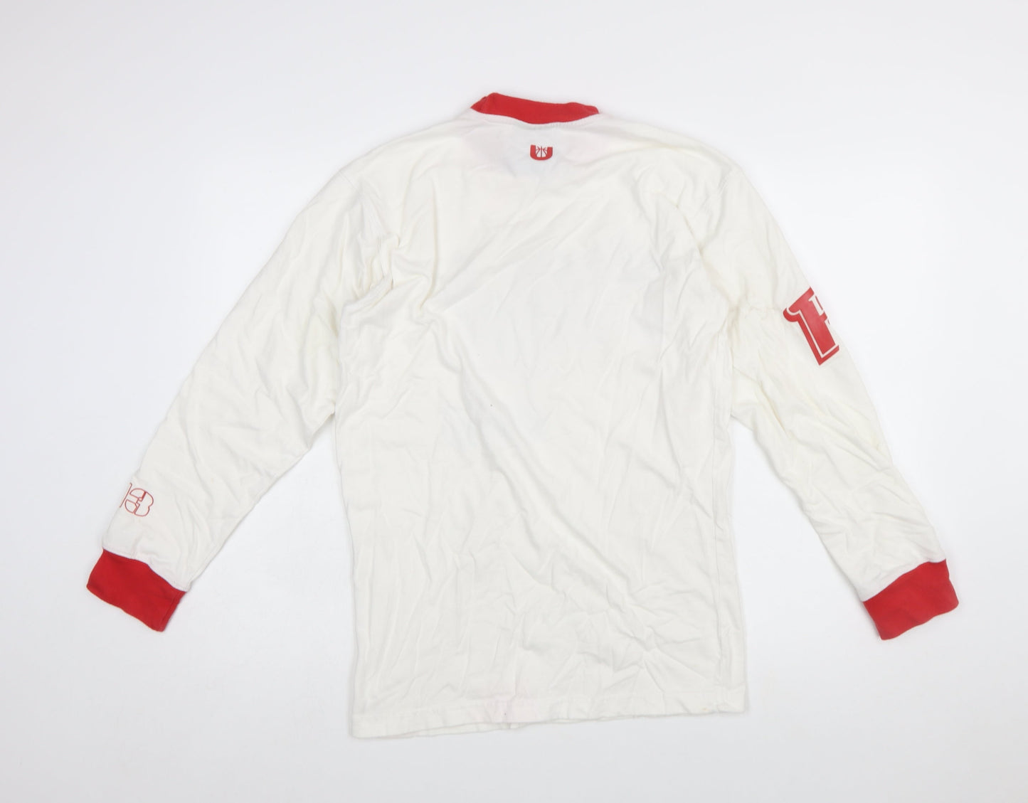 NBA Licensed Men's White Red Long Sleeve Detroit Pistons T-Shirt Size S
