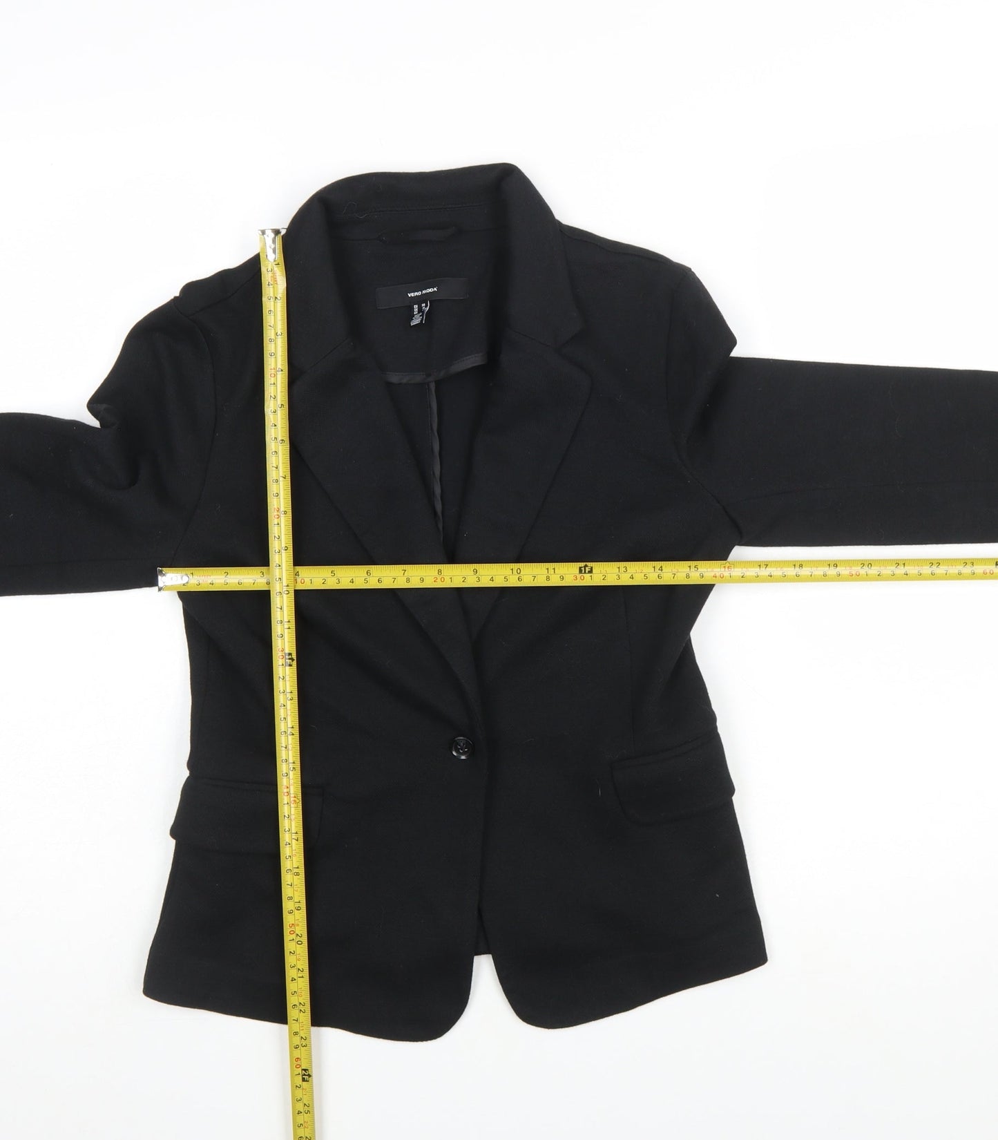 Vero Moda Womens Black Regular Fit Single-Breasted Blazer Size 12