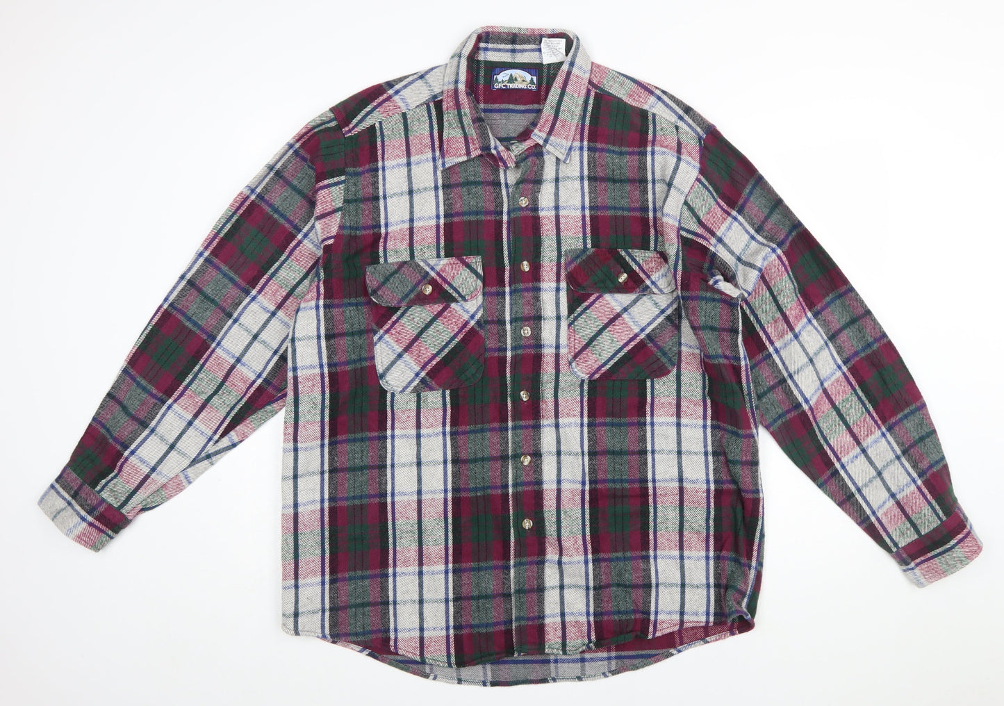 GFC Trading Co. Men's Multicoloured XL Flannel Plaid Button-Up Shirt