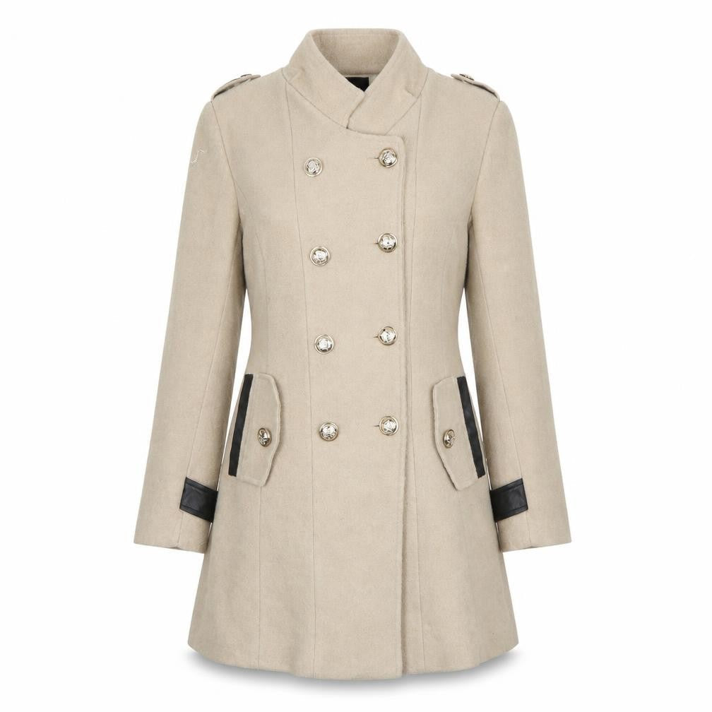 Momoco Womens Beige Military Style Long Coat Size 8