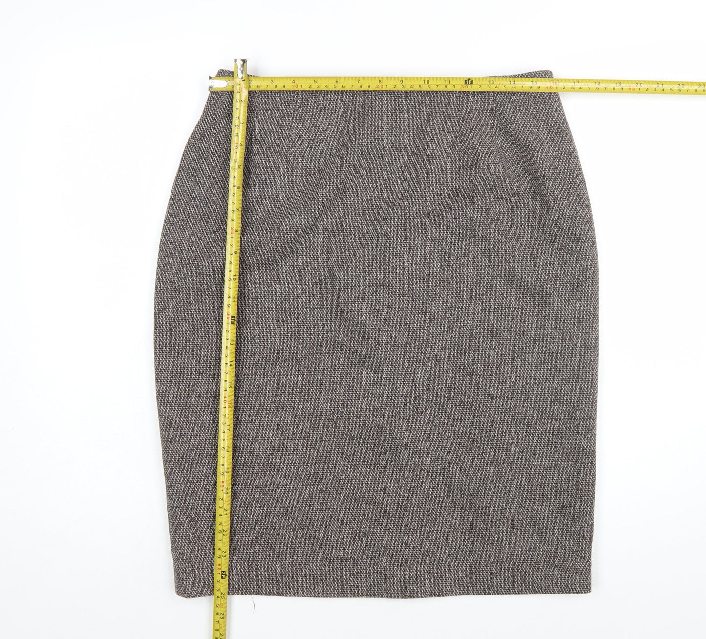 Dressbarn Women Grey Tweed Pencil Skirt Size 12 Knee Length Workwear