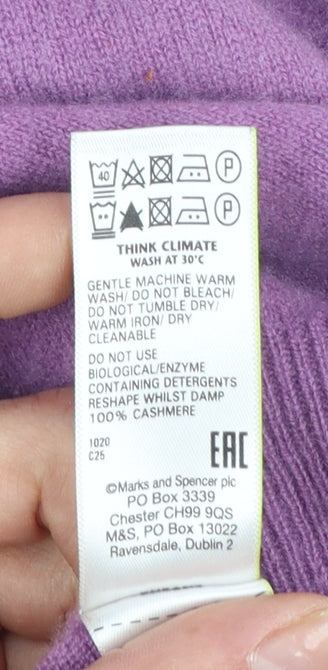 Marks and Spencer Women Purple Roll Neck 100% Cashmere Jumper Size 10