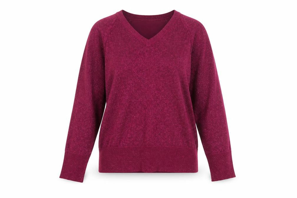 EWM Women’s Purple V-Neck Long Sleeve Knit Jumper Size M 14-16