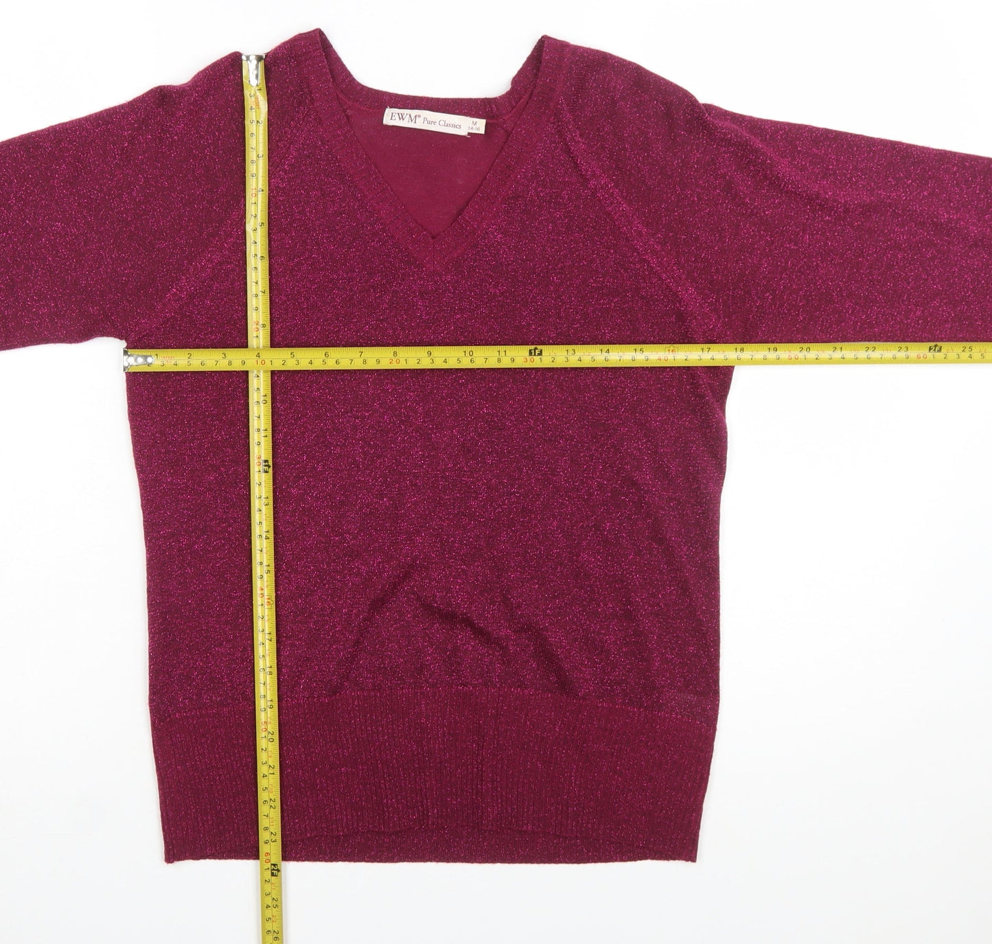 EWM Women’s Purple V-Neck Long Sleeve Knit Jumper Size M 14-16