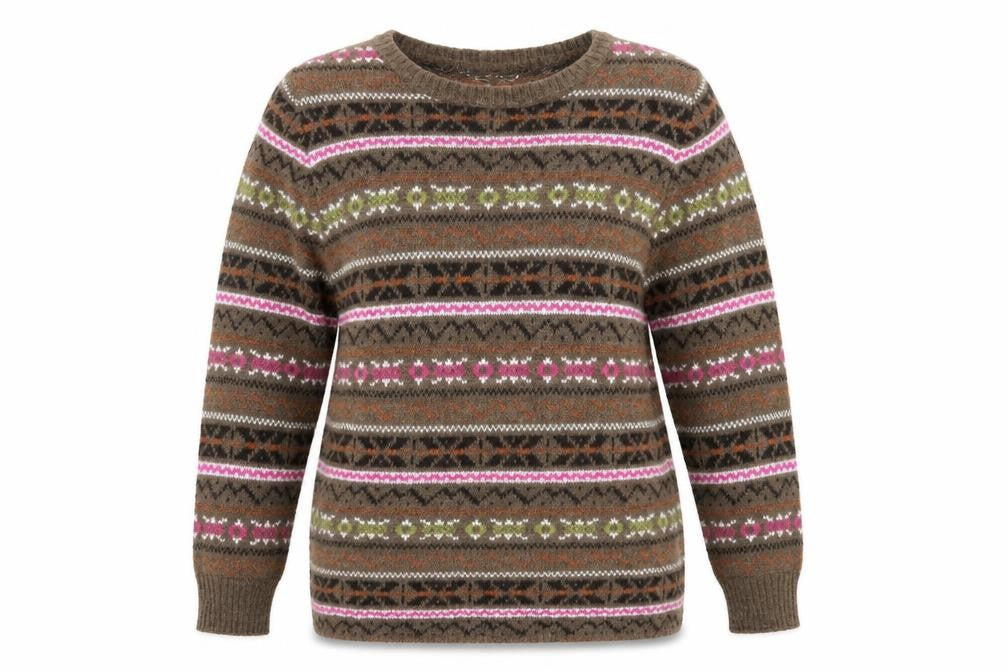 Next Women Brown Fair Isle Wool Blend Jumper Size 18