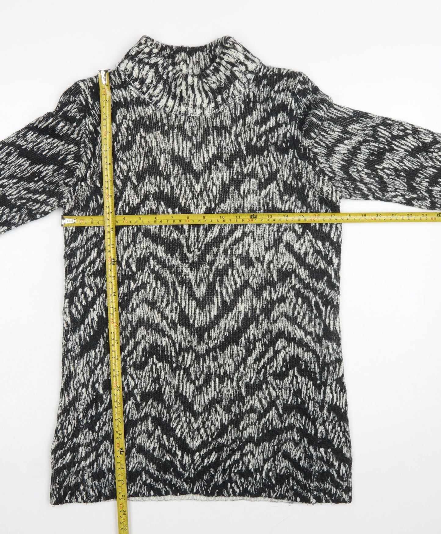 Marks and Spencer Women’s Black Animal Print Roll Neck Jumper Dress Size 12