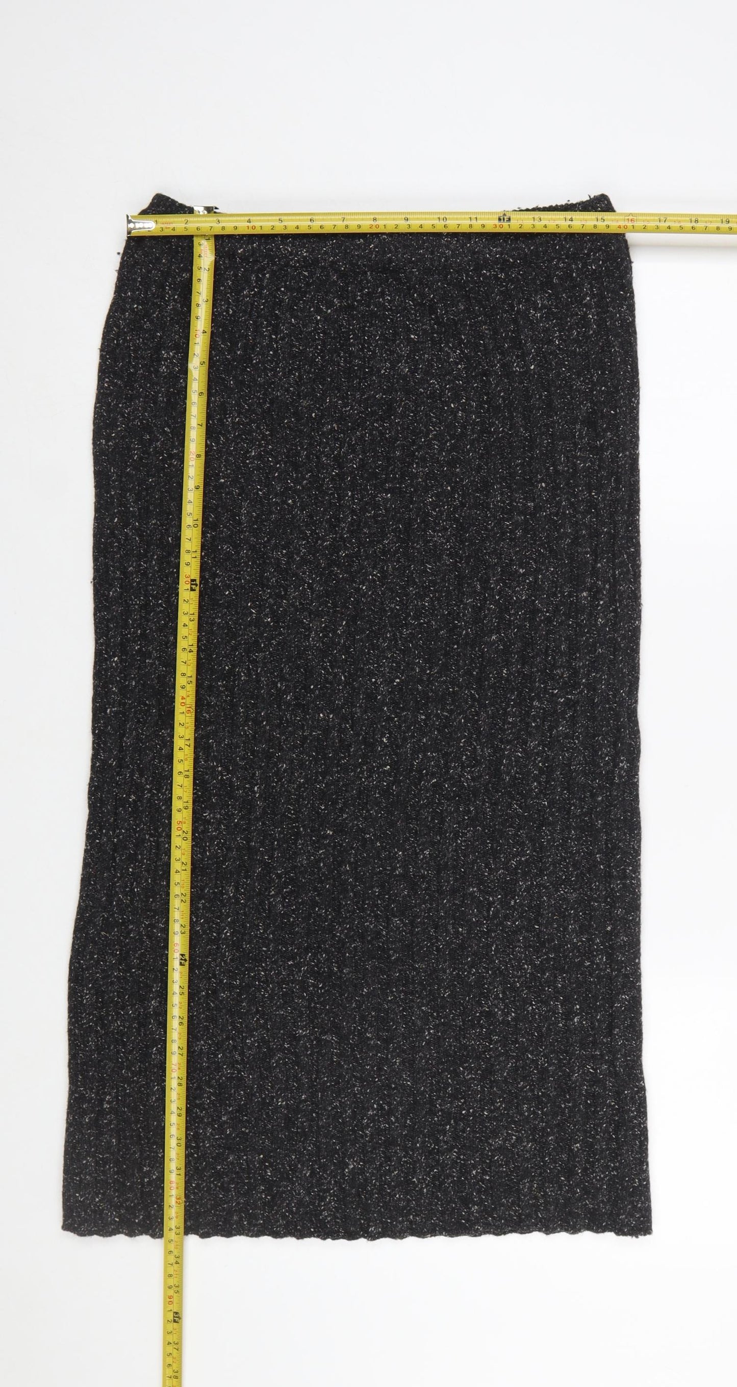 C&A Women Black Knit Midi Pencil Skirt Size 16
