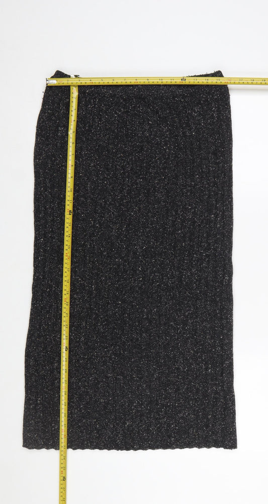 C&A Women Black Knit Midi Pencil Skirt Size 16