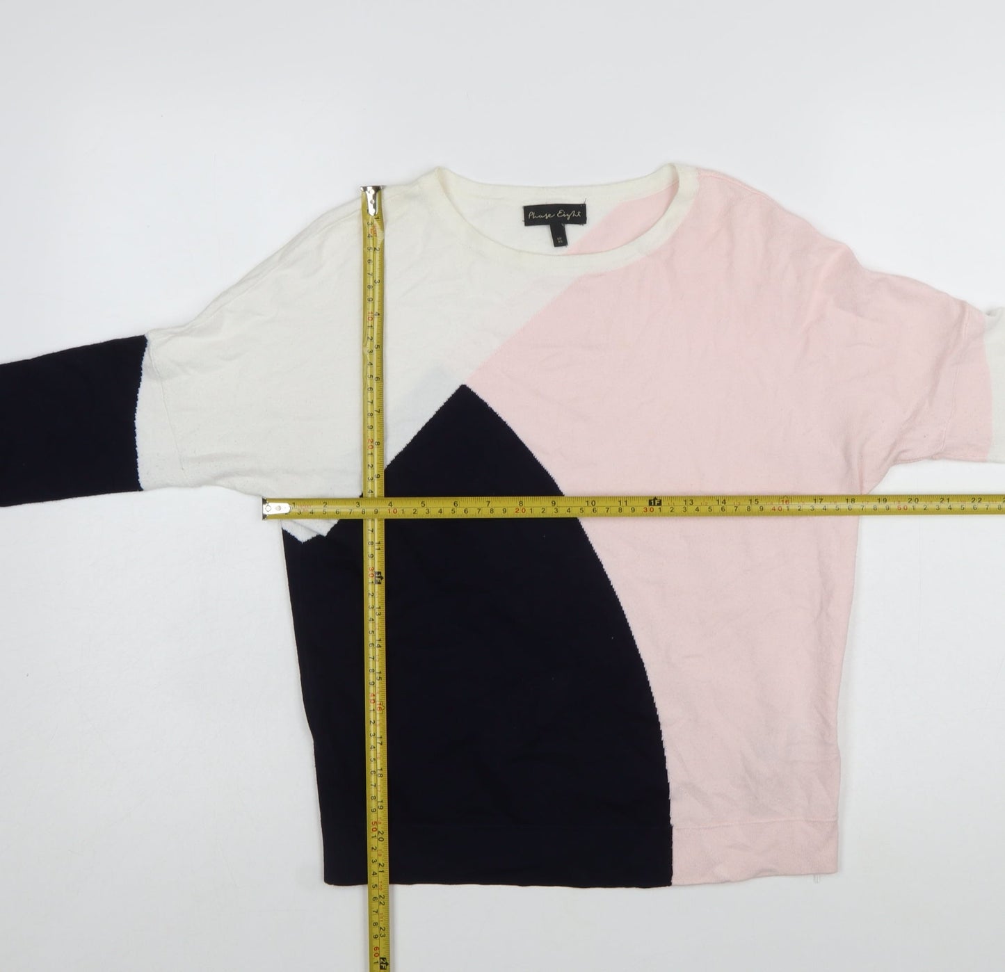 Phase Eight Womens Pink Cream Navy Colour Block Jumper XS