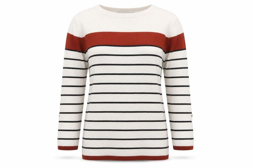 Stradivarius Women’s Multicoloured Striped Jumper Size 10 Crew Neck