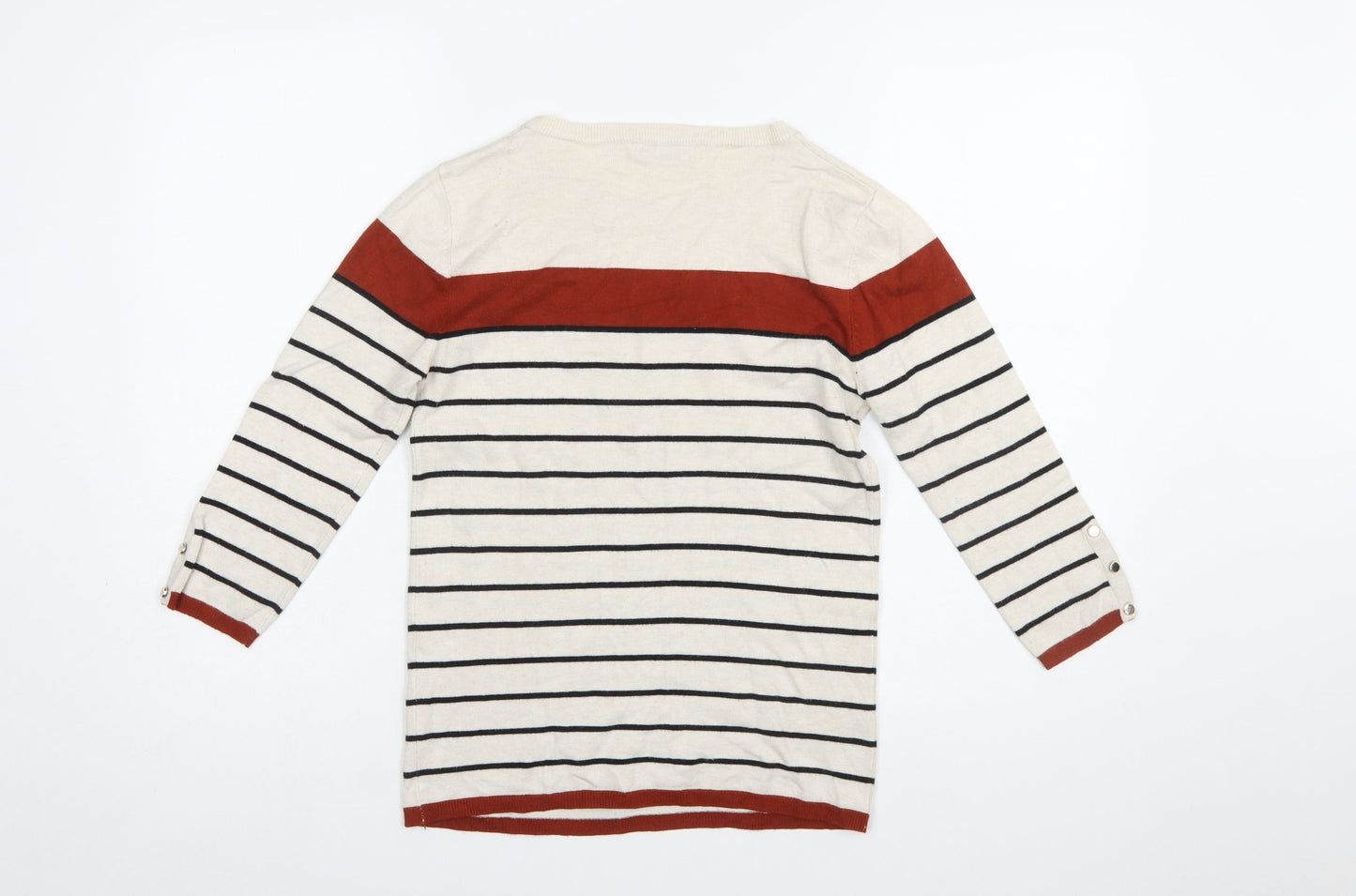 Stradivarius Women’s Multicoloured Striped Jumper Size 10 Crew Neck